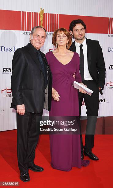 Film producer Michael Verhoeven, his wife, actress Senta Berger and their son Simon attend the German film award at Friedrichstadtpalast on April 23,...