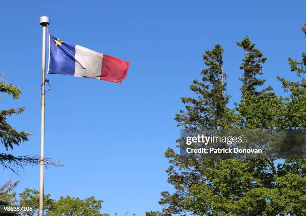 acadian flag - flag of nova scotia stock pictures, royalty-free photos & images