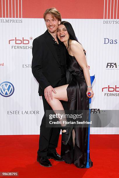 Actress Jasmin Tabatabai and boyfriend Andreas Pietschmann attend the German film award at Friedrichstadtpalast on April 23, 2010 in Berlin, Germany.