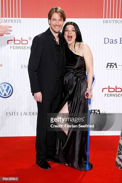 Actress Jasmin Tabatabai and boyfriend Andreas Pietschmann attend the German film award at Friedrichstadtpalast on April 23, 2010 in Berlin, Germany.