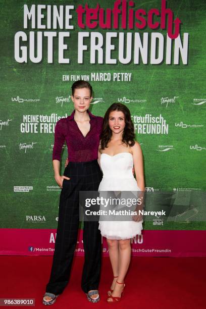 Emma Bading and Janina Fautz attend the 'Meine teuflisch gute Freundin' Premiere at Cinemaxx on June 28, 2018 in Berlin, Germany.