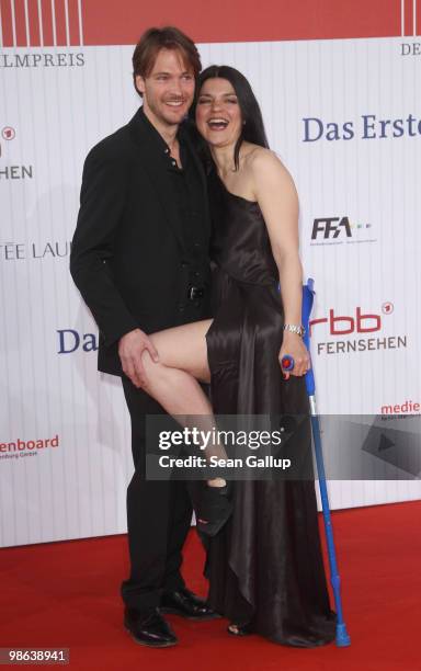 Actress Jasmin Tabatabai and Andreas Pietschmann attend the German film award at Friedrichstadtpalast on April 23, 2010 in Berlin, Germany.
