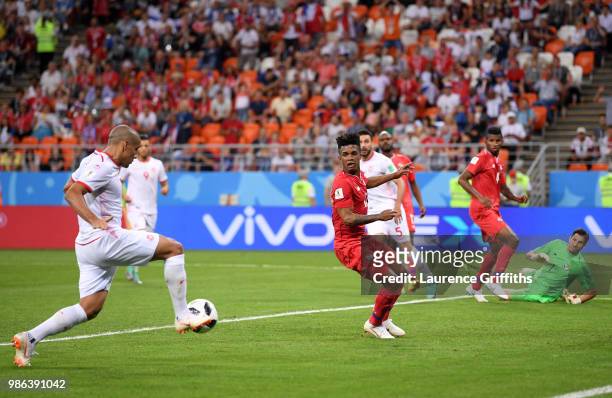 Wahbi Khazri of Tunisia scores his team's second goal during the 2018 FIFA World Cup Russia group G match between Panama and Tunisia at Mordovia...