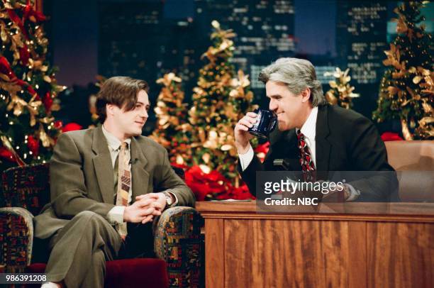 Episode 834 -- Pictured: Actor Robert Downey Jr. During an interview with host Jay Leno on December 27, 1995 --