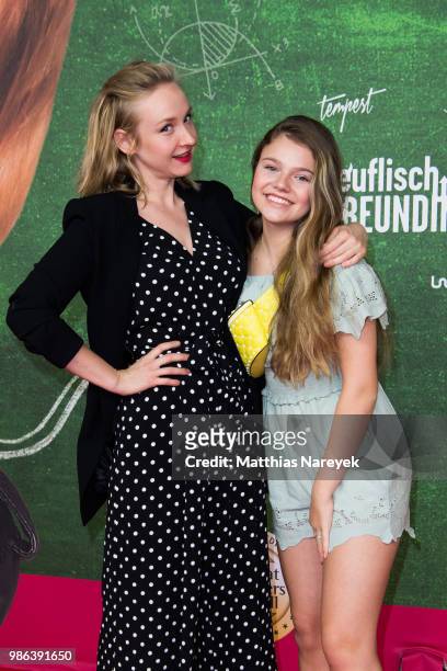 Leslie Clio and Faye Montana attends the 'Meine teuflisch gute Freundin' Premiere at Cinemaxx on June 28, 2018 in Berlin, Germany.