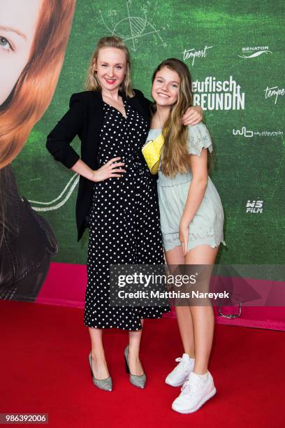 Leslie Clio and Faye Montana attends the 'Meine teuflisch gute Freundin' Premiere at Cinemaxx on June 28, 2018 in Berlin, Germany.