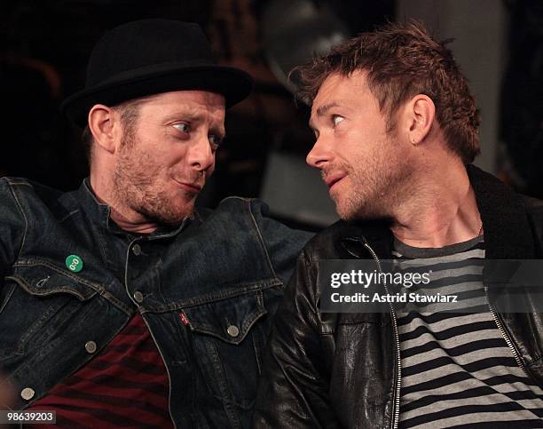 Jamie Hewlett and Damon Albarn of Gorillaz visit fuse Studios on April 22, 2010 in New York City.