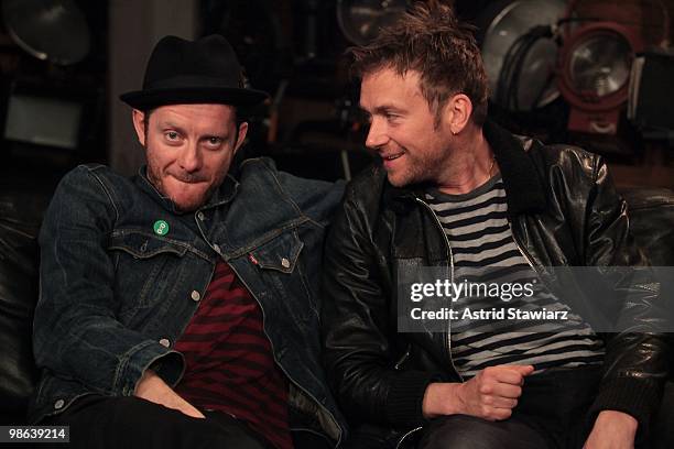 Jamie Hewlett and Damon Albarn of Gorillaz visit fuse Studios on April 22, 2010 in New York City.