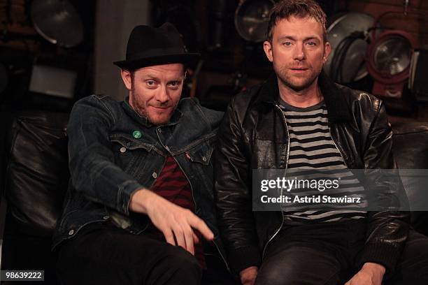 Jamie Hewlett and Damon Albarn of Gorillaz visit fuse Studios on April 22, 2010 in New York City.