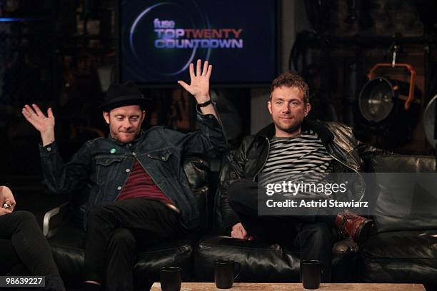 Jamie Hewlett and Damon Albarn of Gorillaz visit fuse Studios on April 22, 2010 in New York City.