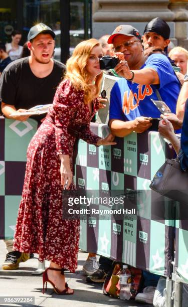 Actress Amy Adams is seen outside aol live in soho on June 28, 2018 in New York City.