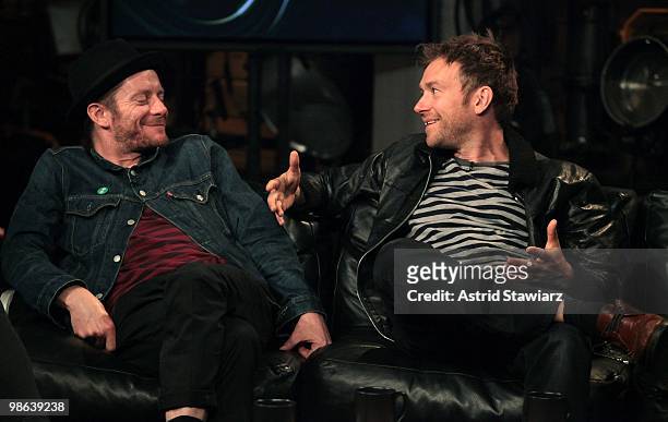 Jamie Hewlett and Damon Albarn of Gorillaz visit fuse Studios on April 22, 2010 in New York City.