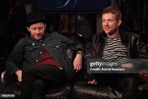 Jamie Hewlett and Damon Albarn of Gorillaz visit fuse Studios on April 22, 2010 in New York City.