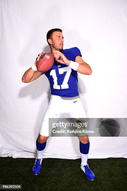 Rookie Premiere: Closeup portrait of New York Giants QB Kyle Lauletta posing during photo shoot at California Lutheran University. Thousand Oaks, CA...