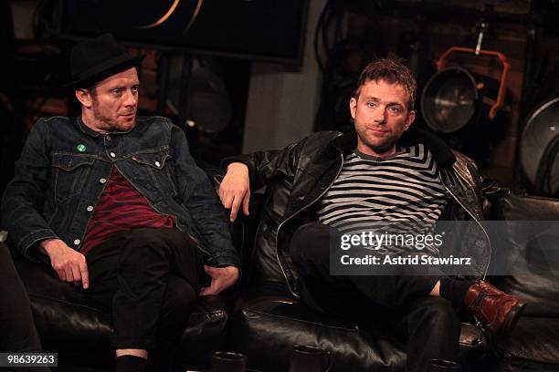 Jamie Hewlett and Damon Albarn of Gorillaz visit fuse Studios on April 22, 2010 in New York City.