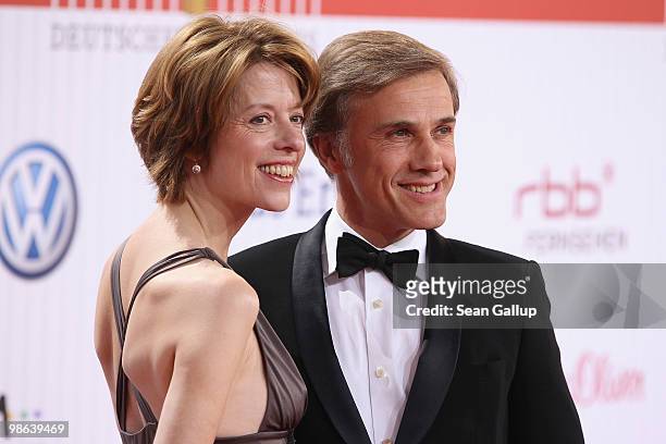 Actor Christoph Waltz and his wife Judith Holste attend the German film award at Friedrichstadtpalast on April 23, 2010 in Berlin, Germany.