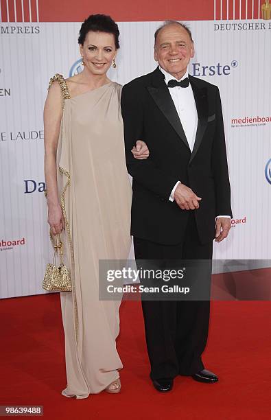 Iris Berben and Bruno Ganz attend the German film award at Friedrichstadtpalast on April 23, 2010 in Berlin, Germany.