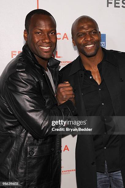 Player David Garrard and actor Terry Crews attend "Straight Outta L.A." presented by ESPN Gala during the 2010 Tribeca Film Festival at the BMCC...