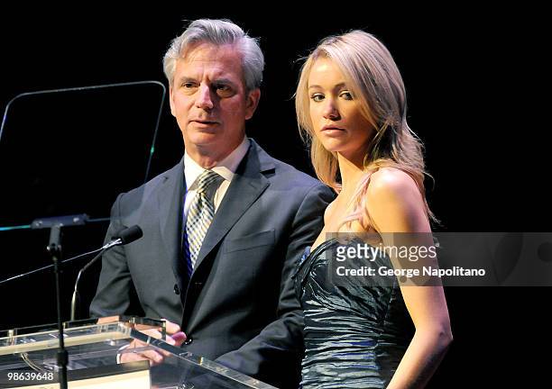 Larry Hackett and Katrina Bowden attend the 45th Annual National Magazine Awards at Alice Tully Hall, Lincoln Center on April 22, 2010 in New York...