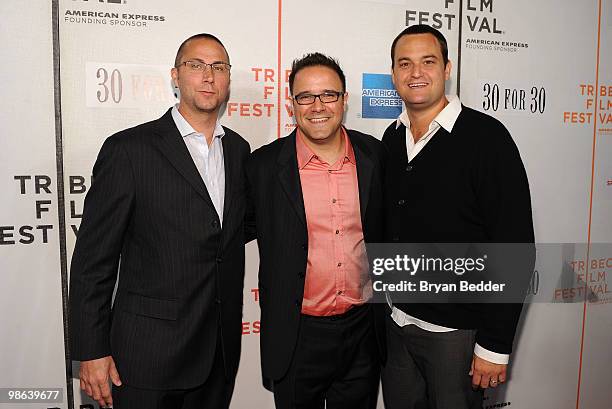 Producers Matt Alvarez, Jon Weinbach and Jamie Patricof attend "Straight Outta L.A." presented by ESPN Gala during the 2010 Tribeca Film Festival at...