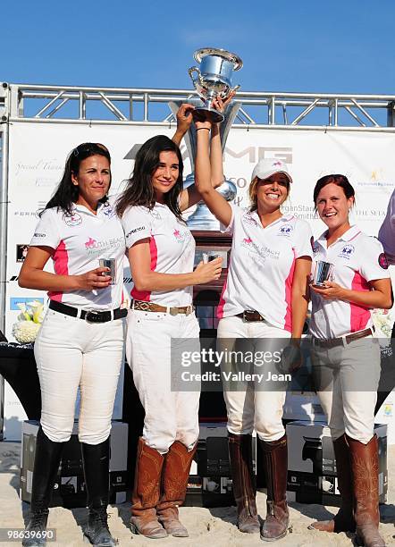 Polo player Ana Paula Disilva, Katherine Campos, Danna Ruffin and Hillary Edgar attends 2010 AMG Miami Beach Women Polo World Cup on April 22, 2010...