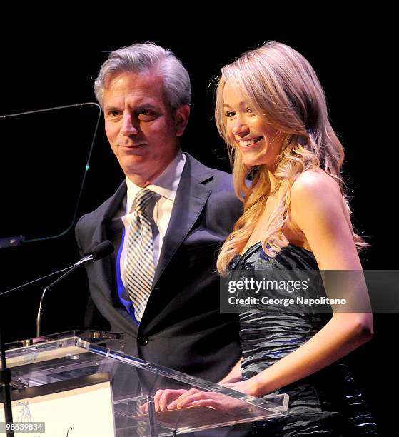 Larry Hackett and Katrina Bowden attend the 45th Annual National Magazine Awards at Alice Tully Hall, Lincoln Center on April 22, 2010 in New York...