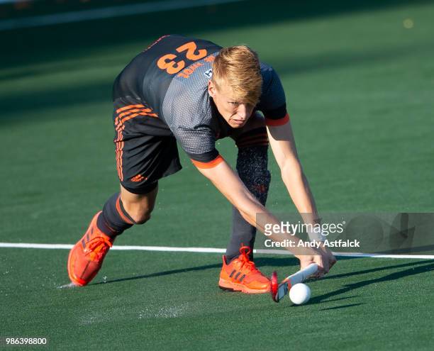 Joep de Mol from The Netherlands in action during the Netherlands versus Australia Match at the Men's Rabobank Hockey Champions Trophy 2018 on June...