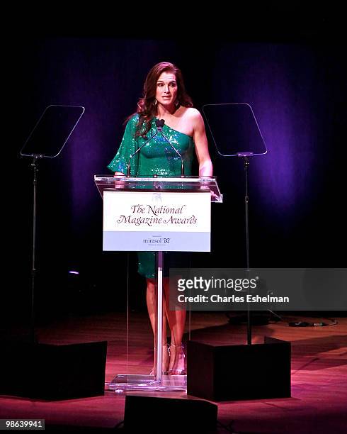 Actress Brooke Shields attends the 45th Annual National Magazine Awards at Alice Tully Hall, Lincoln Center on April 22, 2010 in New York City.