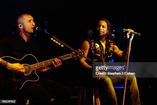 Clint Lowery and Lajon WItherspoon of Sevendust performs in concert at Headliners Music Hall on April 22, 2010 in Louisville, Kentucky.