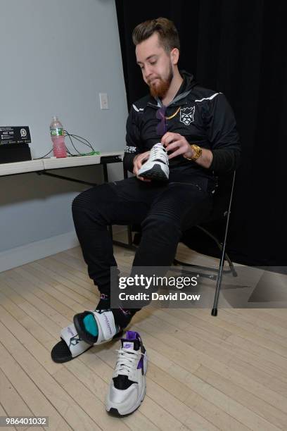 Mootyy of Kings Guard Gaming before the game against Bucks Gaming on June 22, 2018 at the NBA 2K League Studio Powered by Intel in Long Island City,...