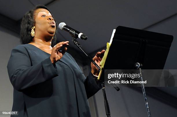 Recording Artist Jacqueline Mayfield performs as part of The Irma Thomas Tribute to Mahalia Jackson featuring Jacqueline Mayfield at the 2010 New...