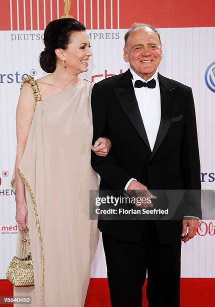 Actress Iris Berben and actor Bruno Ganz attend the German film award at Friedrichstadtpalast on April 23, 2010 in Berlin, Germany.