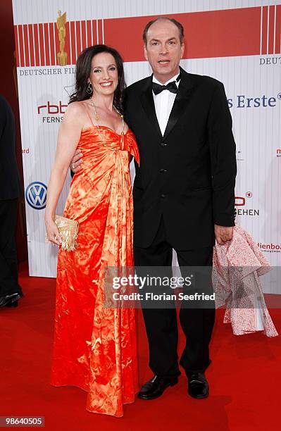 Actor Herbert Knaup and wife Christiane attend the German film award at Friedrichstadtpalast on April 23, 2010 in Berlin, Germany.