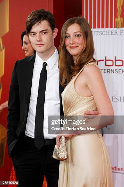 Actor Sam Riley and wife Alexandra Maria Lara attend the German film award at Friedrichstadtpalast on April 23, 2010 in Berlin, Germany.