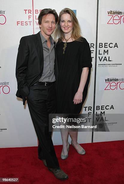 Actor Andrew McCarthy and Dolores Rice attend the premiere of "Nice Guy Johnny" during The 2010 Tribeca Film Festival at the Tribeca Performing Arts...