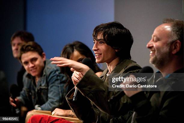 Ezra Miller and Bryan Goluboff attend the Apple Store Soho Presents Meet The Filmmaker: Producer's Panel the at Apple Store Soho on April 23, 2010 in...