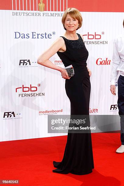 Actress Corinna Harfouch attends the German film award at Friedrichstadtpalast on April 23, 2010 in Berlin, Germany.