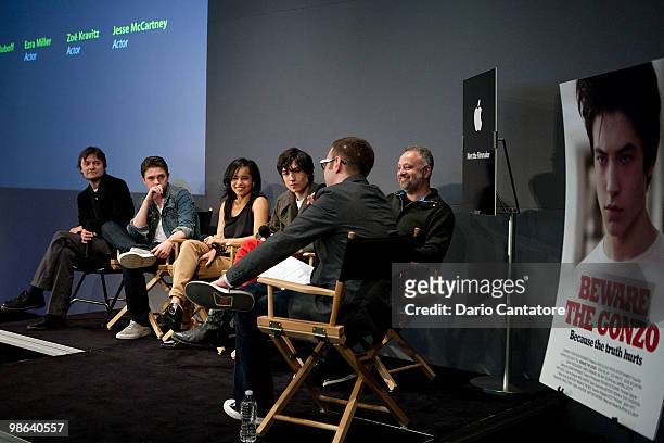 James Urbaniak, Jesse McCartney, Zoe Kravitz , Ezra Miller, and Bryan Goluboff attend the Apple Store Soho Presents Meet The Filmmaker: Producer's...