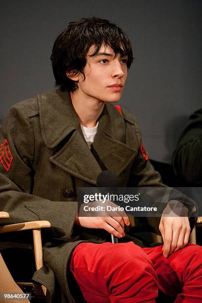 Actor Ezra Miller attends the Apple Store Soho Presents Meet The Filmmaker: Producer's Panel the at Apple Store Soho on April 23, 2010 in New York...