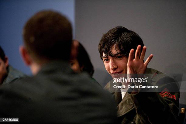 Actor Ezra Miller attends the Apple Store Soho Presents Meet The Filmmaker: Producer's Panel the at Apple Store Soho on April 23, 2010 in New York...