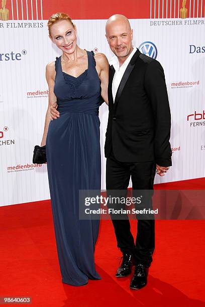 Andrea Sawatzki and husband, actor Christian Berkel attend the German film award at Friedrichstadtpalast on April 23, 2010 in Berlin, Germany.