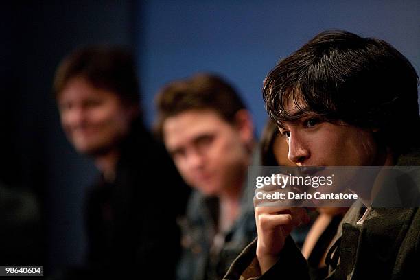 Actor Ezra Miller attends the Apple Store Soho Presents Meet The Filmmaker: Producer's Panel the at Apple Store Soho on April 23, 2010 in New York...
