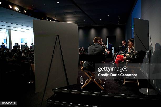 James Urbaniak, Jesse McCartney, Zoe Kravitz , Ezra Miller, and Bryan Goluboff attend the Apple Store Soho Presents Meet The Filmmaker: Producer's...