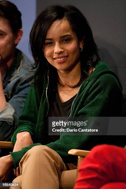 Actress Zoe Kravitz attends the Apple Store Soho Presents Meet The Filmmaker: Producer's Panel the at Apple Store Soho on April 23, 2010 in New York...