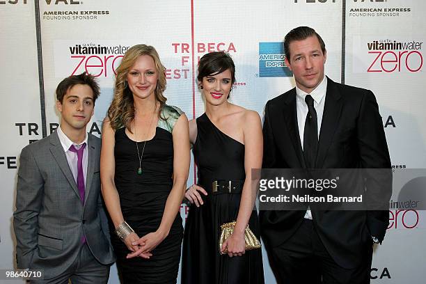 Actors Matt Bush, Kerry Bishe, Anna Wood and Edward Burns attend the premiere of "Nice Guy Johnny" during The 2010 Tribeca Film Festival at the...