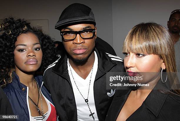 Teyana Taylor, Ne-Yo and Adrienne Bailon attend the Cavi Juniors Spring 2010 Fashion Show at Macy's Herald Square on April 23, 2010 in New York City.