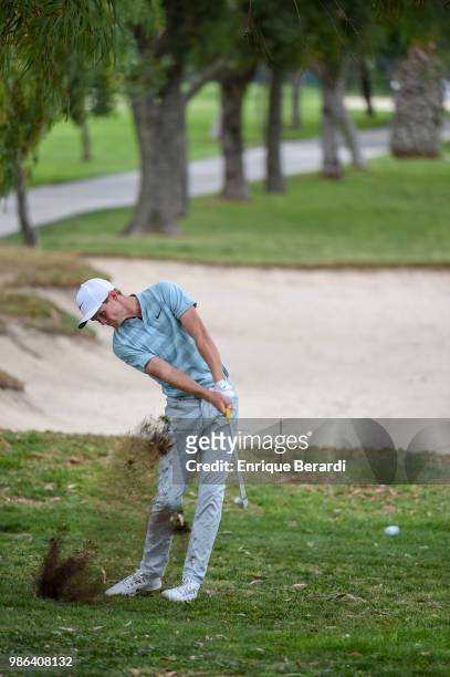 Andres Halvorsen of Noruega hits from the 14th hole fairway during the first round of the PGA TOUR Latinoamerica 59º Abierto Mexicano de Golf at Club...