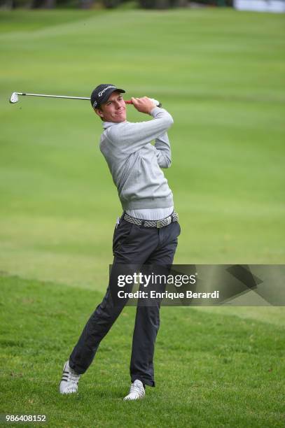 Federico Zucchetti of Italy hits from the 14th fairway during the first round of the PGA TOUR Latinoamerica 59º Abierto Mexicano de Golf at Club...