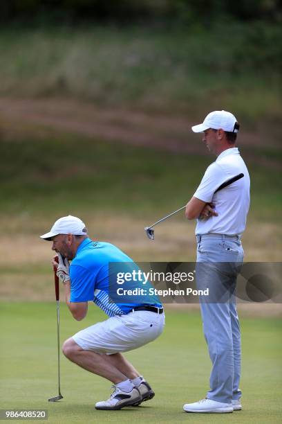 Players on a green during The Lombard Trophy East Qualifing event at Thetford Golf Club on June 28, 2018 in Thetford, England.