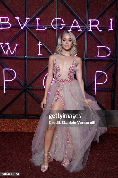 Jasmine Sanders attends BVLGARI Dinner & Party at Stadio dei Marmi on June 28, 2018 in Rome, Italy.